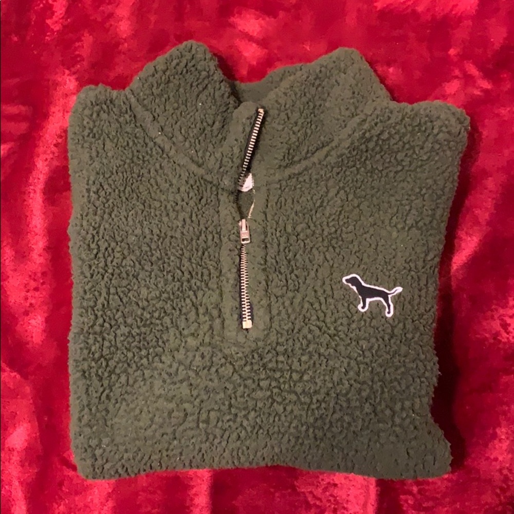 Pink Victoria Secret Quarter Zip Sherpa Pullover